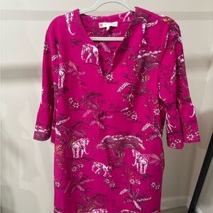 Jude Connally Fuchsia Pink Elephant Print Shift Dress
